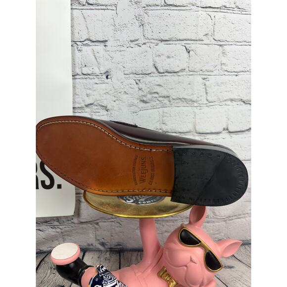 GH Bass Weejuns Penny Loafers Mens 11 Leavitt Flat Strap Burgundy Leather NEW - Picture 7 of 9